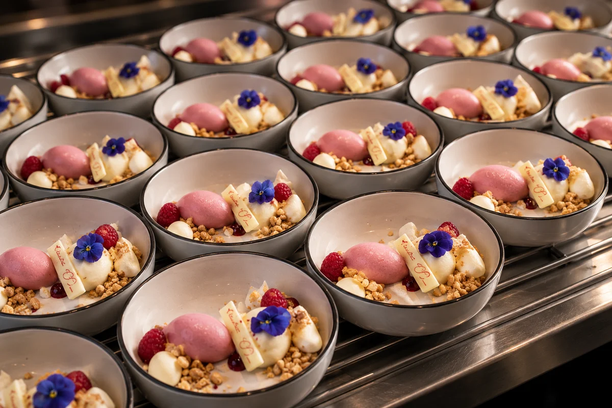 Individual desserts prepared for a celebration